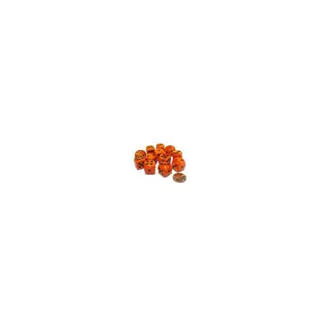 Chessex 16mm d6 with pips Dice Blocks (12 Dice) - Vortex Orange w/black-27633