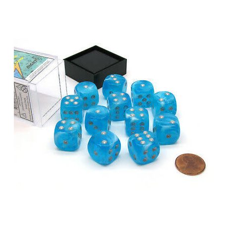 Chessex 16mm d6 with pips Dice Blocks (12 Dice) - Luminary Sky/silver-27766