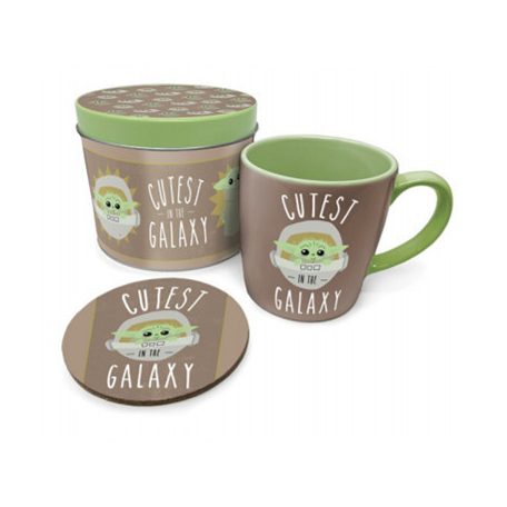 Pyramid Mug & Coaster In Tin - Star Wars: The Mandalorian (Cutest In The Galaxy)-GP85477