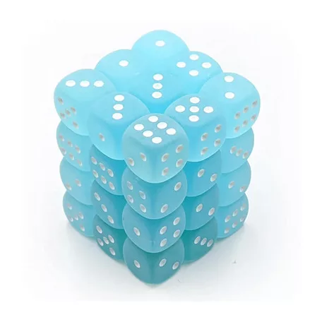 Chessex Signature 12mm d6 with pips Dice Blocks (36 Dice) - Frosted Teal w/white-27805