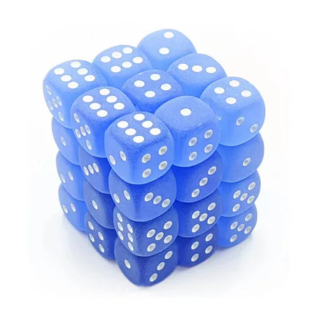 Chessex Signature 12mm d6 with pips Dice Blocks (36 Dice) - Frosted Blue w/white-27806