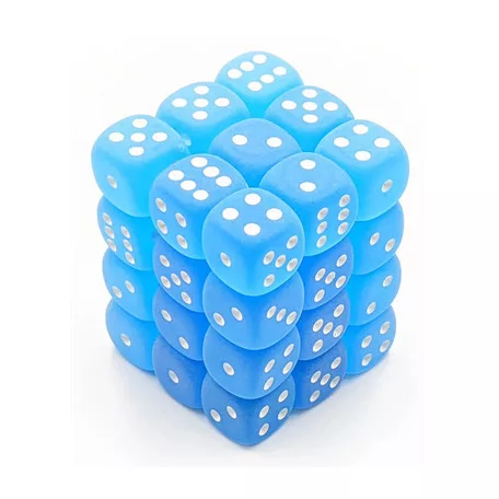 Chessex Signature 12mm d6 with pips Dice Blocks (36 Dice) - Frosted Caribbean Blue w/white-27816