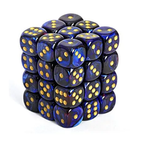 Chessex Signature 12mm d6 with pips Dice Blocks (36 Dice) - Scarab Royal Blue w/gold-27827