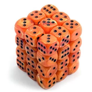 Chessex Signature 12mm d6 with pips Dice Blocks (36 Dice) - Vortex Orange w/black-27833
