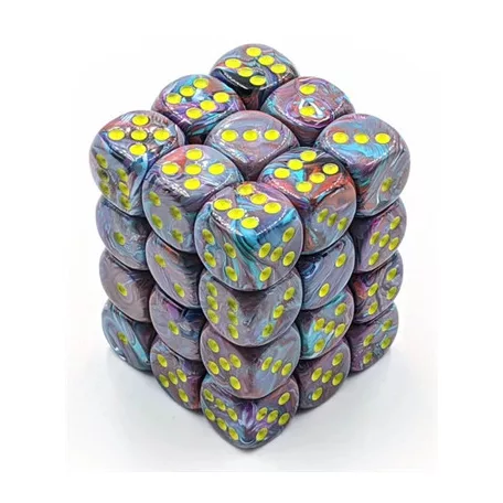 Chessex Signature 12mm d6 with pips Dice Blocks (36 Dice) - Festive Mosaic/yellow-27850