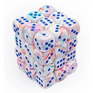 Chessex Signature 12mm d6 with pips Dice Blocks (36 Dice) - Festive Pop Art /blue-27944