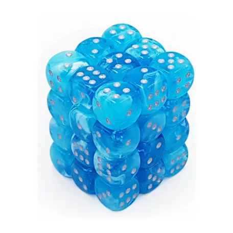 Chessex Signature 12mm d6 with pips Dice Blocks (36 Dice) - Luminary Sky/silver 12mm-27966