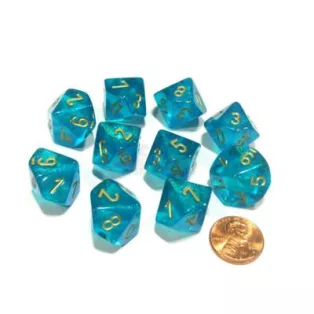 Chessex Borealis Teal/gold Luminary Set of Ten d10s-27385
