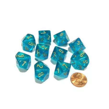 Chessex Borealis Teal/gold Luminary Set of Ten d10s-27385
