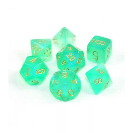 Chessex Borealis Polyhedral Light Green/gold Luminary 7-Die Set-27575