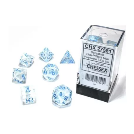 Chessex Borealis Polyhedral Icicle/light blue Luminary 7-Die Set-27581