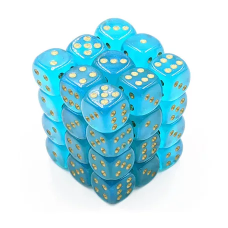 Chessex Borealis 12mm d6 Teal/gold Luminary Dice Block (36 dice)-27985