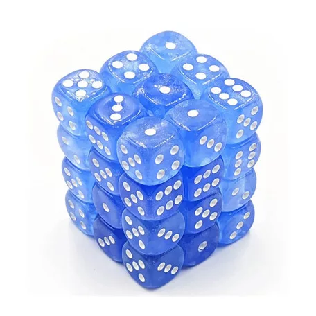 Chessex Borealis 12mm d6 Sky Blue/white Luminary Dice Block (36 dice)-27986