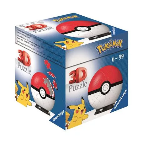 Ravensburger 3D Puzzle-Ball - Pokémon Pokéballs - Pokéball Classic 54pc - DE/NL/SP/FR/IT/EN-11256