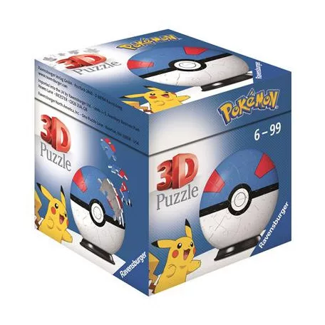 Ravensburger 3D Puzzle-Ball - Pokémon Pokéballs - Superball 54pc - DE/NL/SP/FR/IT/EN-11265