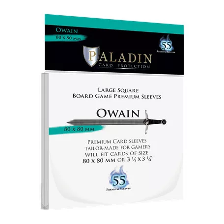 Paladin Sleeves - Owain Premium Large Square 80x80mm (55 Sleeves)-OWA-CLR
