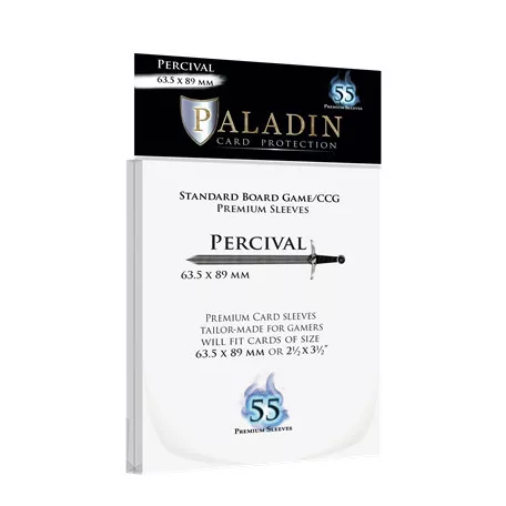 Paladin Sleeves - Percival Premium Standard Board Game/CCG 63.5x89mm (55 Sleeves)-PER-CLR