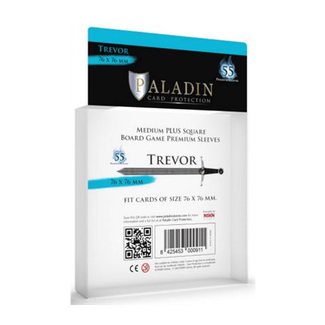 Paladin Sleeves - Trevor Premium Medium+ Square 76x76mm (55 Sleeves)-TRE-CLR