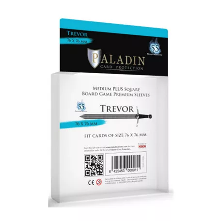 Paladin Sleeves - Trevor Premium Medium+ Square 76x76mm (55 Sleeves)-TRE-CLR