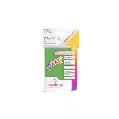 Gamegenic - PRIME Japanese Sized Sleeves Green (60 Sleeves)-GGS10120ML