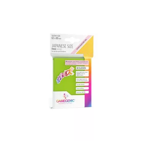 Gamegenic - PRIME Japanese Sized Sleeves Lime (60 Sleeves)-GGS10124ML