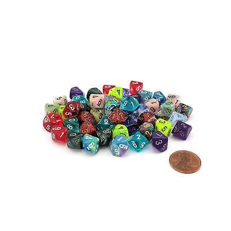 Chessex Bag of 50 Assorted loose Mini-Polyhedral d10s-LE916