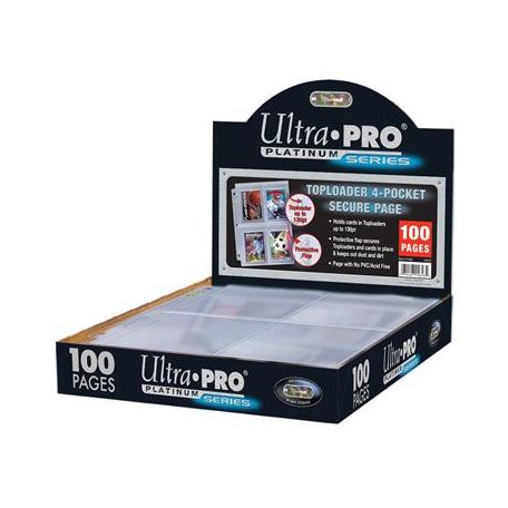 UP - 4-Pocket Secure Platinum Page for Toploaders Display (100 Pages)-15848