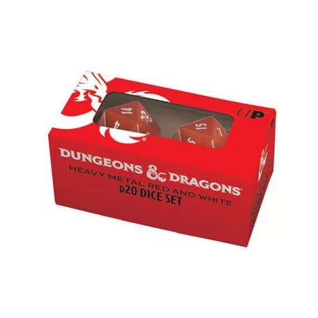 UP - Heavy Metal Red and White D20 Dice Set for Dungeons & Dragons-18396