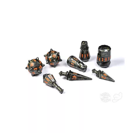 PolyHero Warrior 8 Dice Set Steel Grey-PHD2313