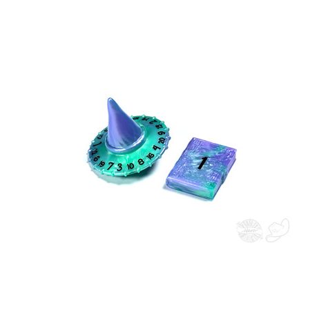 PolyHero Wizard d20 Wizard Hat and d2 Spellbook in Aether Mist-PHD2338