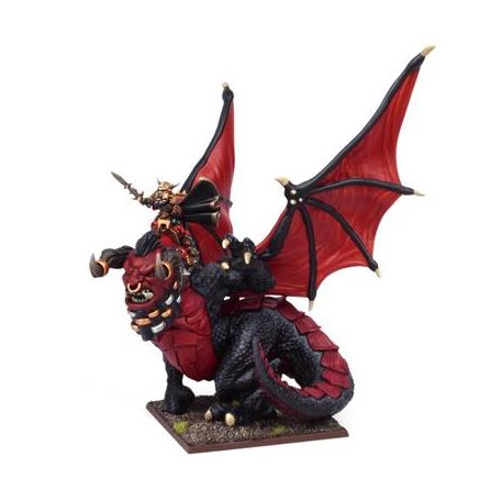 Kings of War - Abyssal Dwarf: Iron-caster on Great Winged Halfbreed - EN-MGKWK103