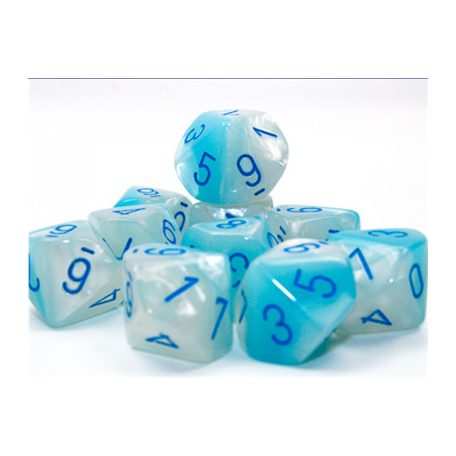 Gemini Pearl Turquoise-White/blue Luminary Set of 10 d10s-26265