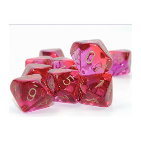 Gemini Translucent Red-Violet/gold Set of 10 d10s-26267
