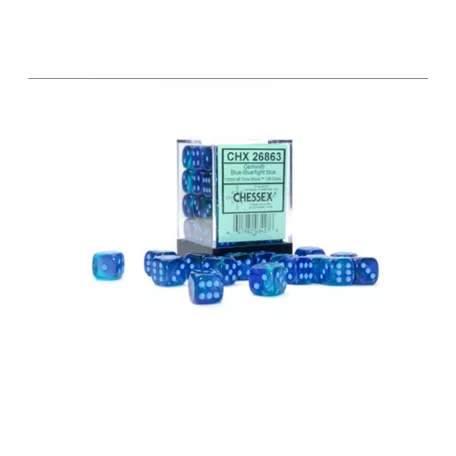 Gemini 12mm d6 Blue-Blue/light blue Luminary Dice Block (36 dice)-26863