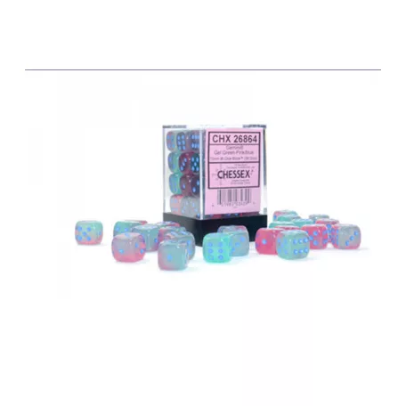 Gemini 12mm d6 Gel Green-Pink/blue Luminary Dice Block (36 dice)-26864