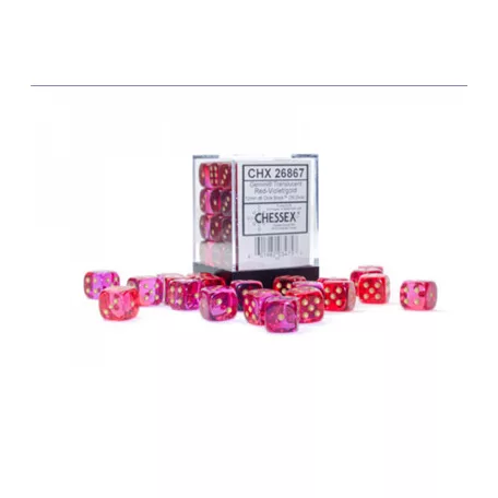 Gemini 12mm d6 Translucent Red-Violet/gold Dice Block (36 dice)-26867