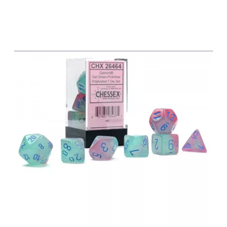 Gemini Polyhedral Gel Green-Pink/blue Luminary 7-Die Set-26464