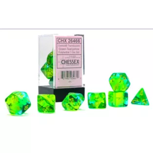 Gemini Polyhedral Translucent Green-Teal/yellow 7-Die Set-26466