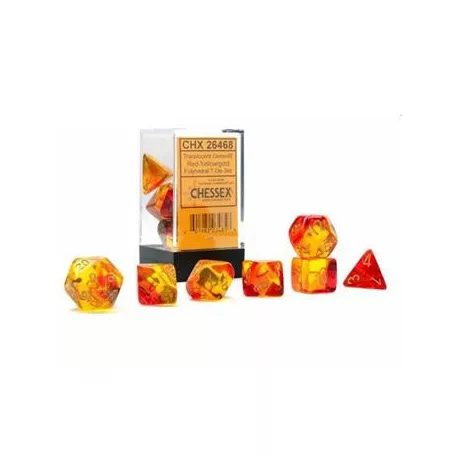 Gemini Polyhedral Translucent Red-Yellow/gold 7-Die Set-26468