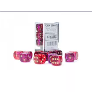 Gemini 16mm d6 Translucent Red-Violet/gold Dice Block (12 dice)-26667