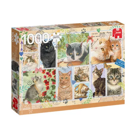 Premium Collection - Francien van Westering, Briefmarken mit Katzen (1000 Teile)-18813