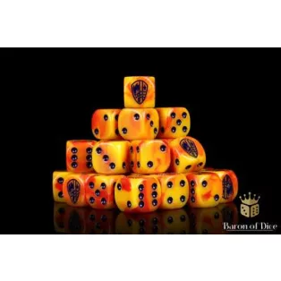 Conquest - Baron of Dice: Hundred Kingdom Faction Dice on Red swirl Dice-PBW8516