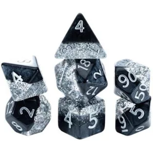Halfsies Dice - Glitter Edition - Black (7 Dice Set)-GKGHG80