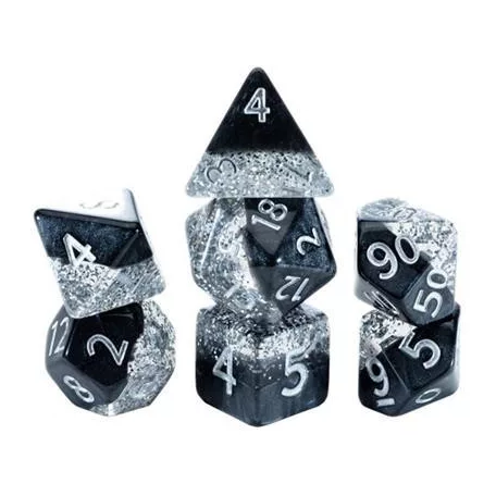 Halfsies Dice - Glitter Edition - Black (7 Dice Set)-GKGHG80