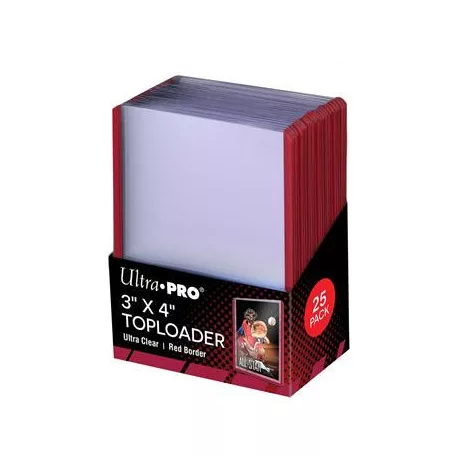 UP - Toploader - 3" x 4" Red Border (25 pieces)-81159