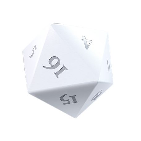 UP - Vivid Heavy Metal D20 Dice Set (2ct): White-16180