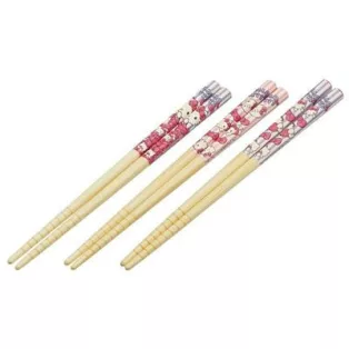 Hello Kitty - 3 pairs Bamboo Chopsticks set-SKATER-HK-30878
